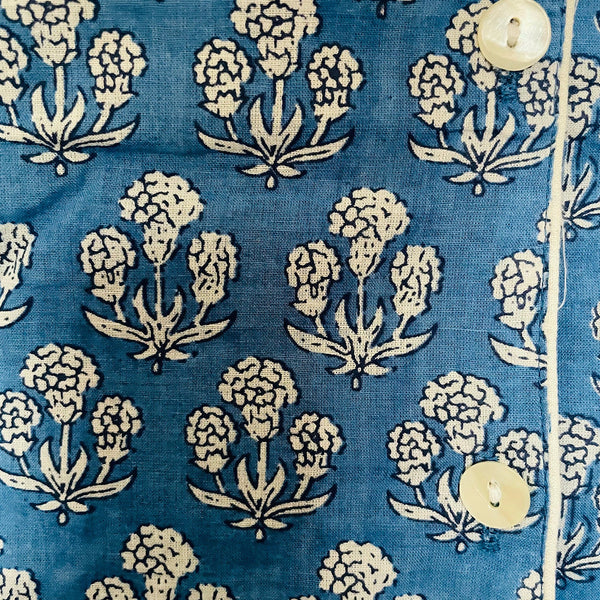 Azure Blue Sprig Cotton Pyjama Set – Size Medium