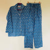 Azure Blue Sprig Cotton Pyjama Set – Size Extra Large