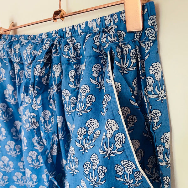 Azure Blue Sprig Cotton Pyjama Set – Size Large