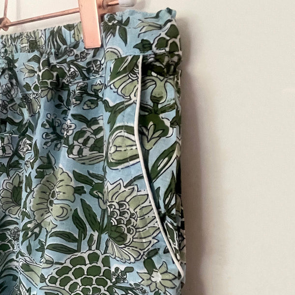 Blue/green Floral Shortie Pyjama Set – Size Small