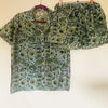 Blue/green Floral Shortie Pyjama Set – Size Medium