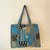 Blue Patchwork Cotton Quilted Large Zip Tote