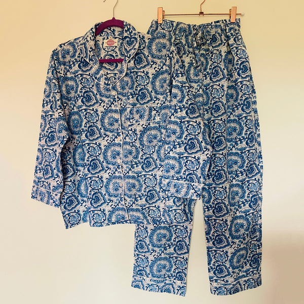Blue Wedgewood Cotton Pyjama Set – Size Extra Large