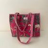 Fuschia Jungle Cotton Quilted Medium Zip Tote