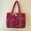 Fuchsia Jungle Cotton Quilted Large Zip Tote
