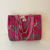 Fuchsia Jungle Cotton Quilted Large Zip Tote