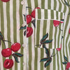 Cherries On Olive Stripe Shortie Pyjama Set – Size Medium
