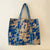 Cornflower Leaves Cotton Quilted Large Tote