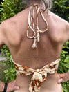 Ecru/brown tie dye Cotton Print Halter Bralette