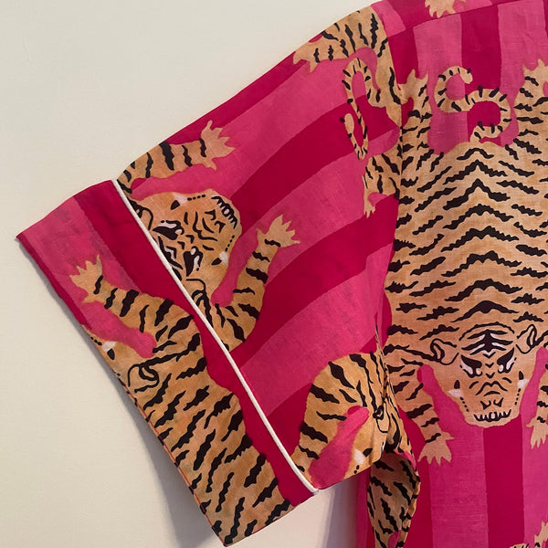 Fuchsia/pink Tiger Stripe Shortie Pyjama Set – Size Medium