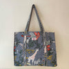 Grey Into The Wild Cotton Quilted Large Tote