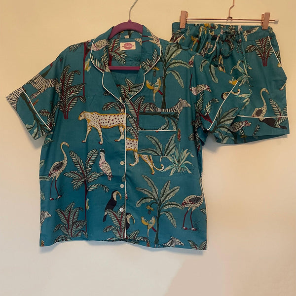 Jade Jungle Shortie Pyjama Set – Size Medium