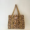 Leopard Print Cotton Quilted Large Tote
