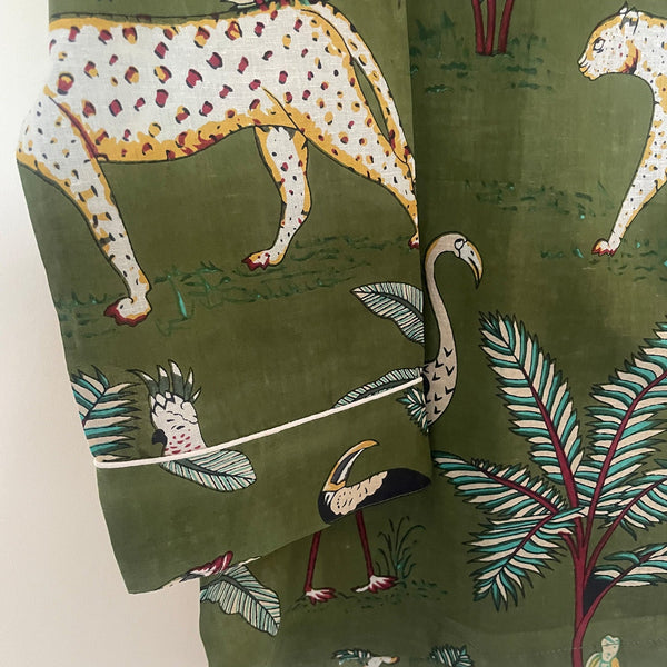 Olive Jungle Cotton Pyjama Set – Size Large