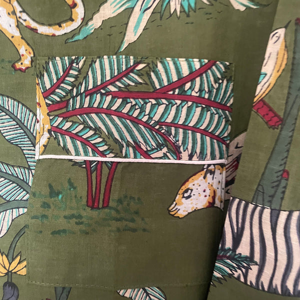 Olive Jungle Cotton Pyjama Set – Size Extra Large