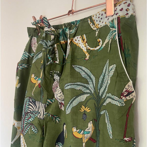 Olive Jungle Cotton Pyjama Set – Size Medium