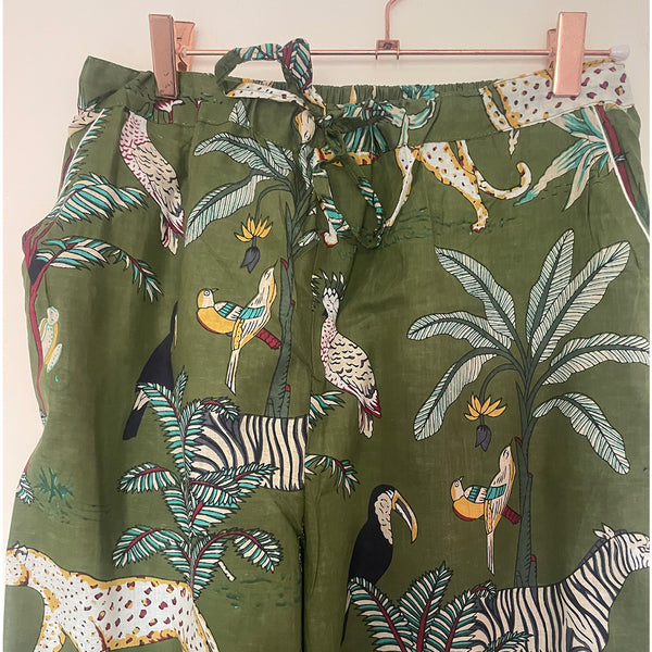 Olive Jungle Cotton Pyjama Set – Size Medium