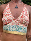 Orange Flower Cotton Print Halter Bralette