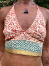 Orange Flower Cotton Print Halter Bralette