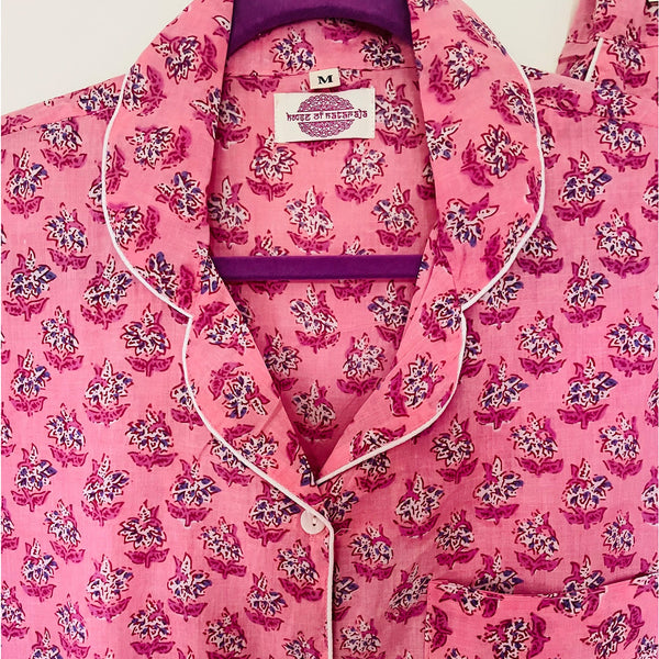 Pink Blossom Cotton Pyjama Set – Size Small