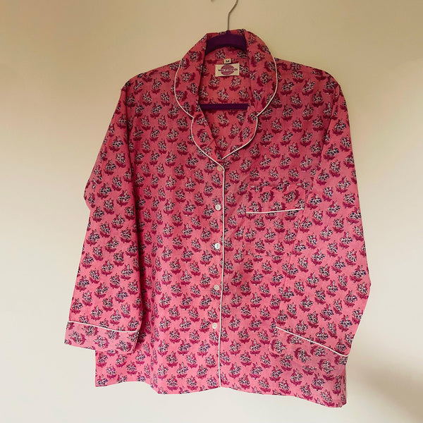 Pink Blossom Cotton Pyjama Set – Size Small