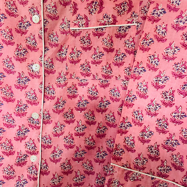 Pink Blossom Cotton Pyjama Set – Size Medium