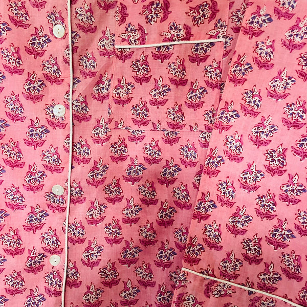 Pink Blossom Cotton Pyjama Set – Size Medium