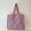 Pink Daisy Cotton Quilted Large Tote
