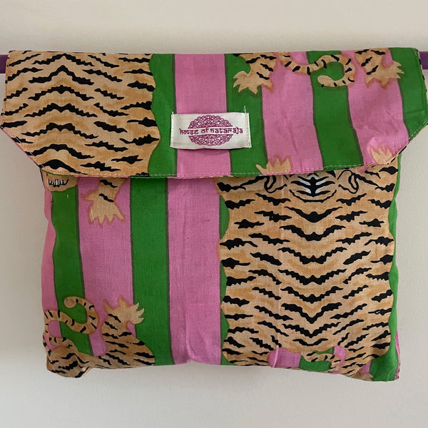 Pink/green Tiger Stripe Cotton Pyjama Set – Size Extra Large
