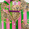 Pink/green Tiger Stripe Cotton Pyjama Set – Size Medium