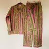 Pink/green Tiger Stripe Cotton Pyjama Set – Size Small