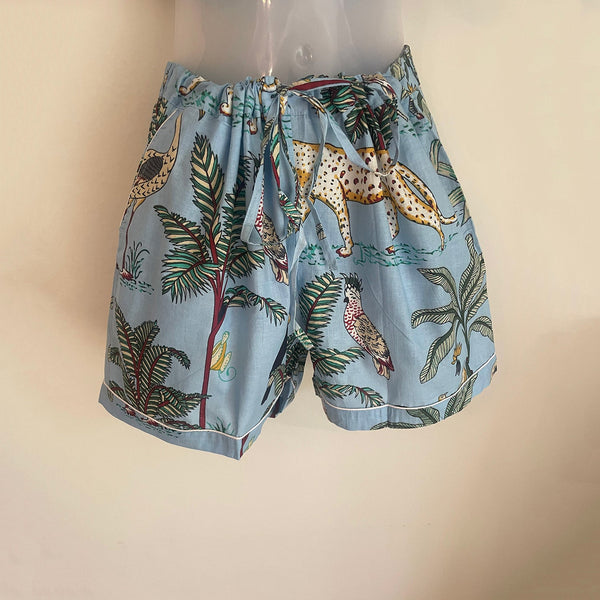 Powder Blue Jungle Shortie Pyjama Set – Size Large