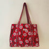 Red Marigold Cotton Quilted Large Tote