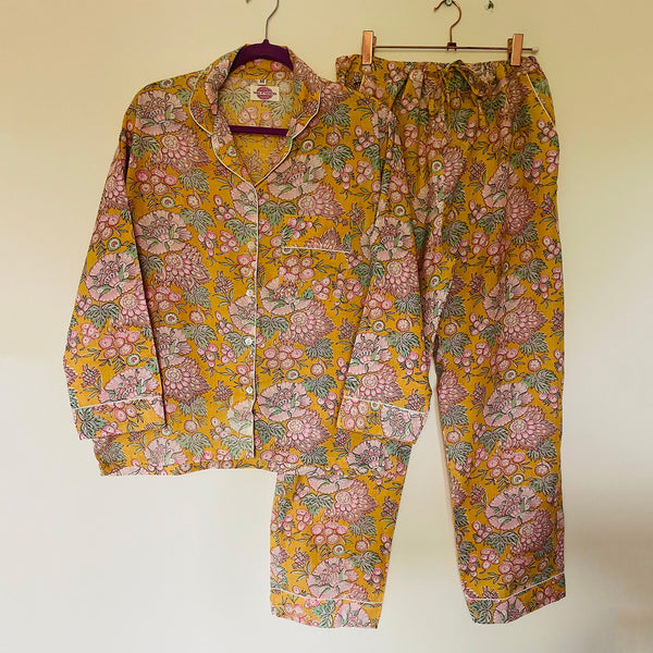 Saffron Garden Cotton Pyjama Set – Size Small