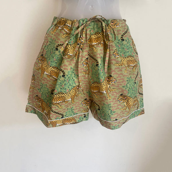 Sage Green Cheetah Shortie Pyjama Set – Size Extra Large