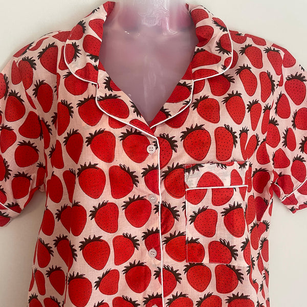 Strawberries Shortie Pyjama Set – Size Medium