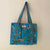 Turquoise Jungle Cotton Quilted Medium Zip Tote