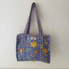 Lilac/Yellow Lily Cotton Quilted Medium Zip Tote