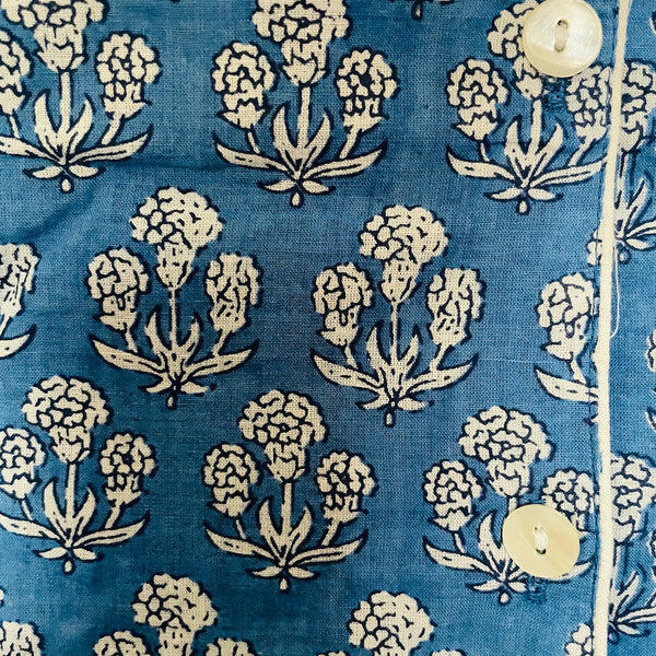 Azure Blue Sprig Cotton Pyjama Set – Size Large