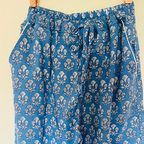 Azure Blue Sprig Cotton Pyjama Set – Size Large