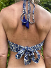 Blue flower Cotton Print Halter Bralette