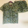 Blue/green Floral Shortie Pyjama Set – Size Small