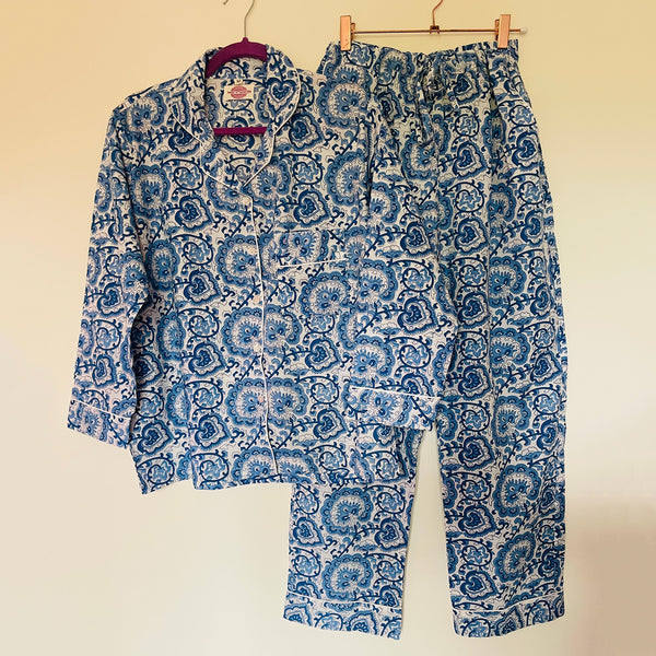 Blue Wedgewood Cotton Pyjama Set – Size Medium