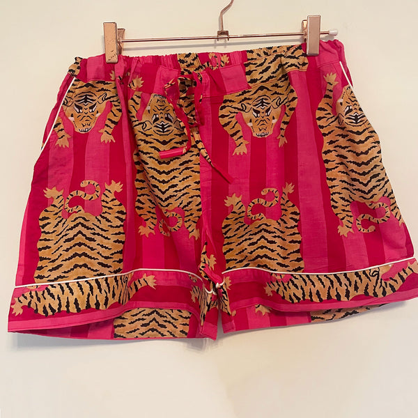 Fuchsia/pink Tiger Stripe Shortie Pyjama Set – Size Medium