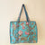 Pink Peony Cotton Quilted Large Zip Tote