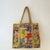 Purple Retro Flowers Cotton Quilted Large Tote